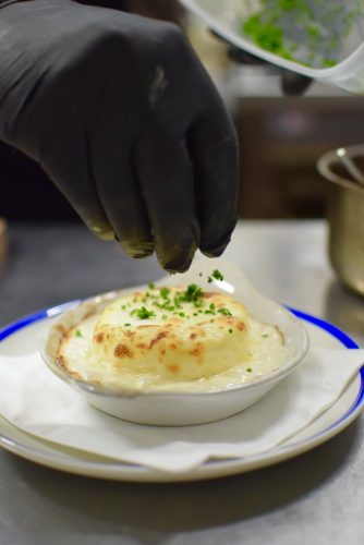 Twice baked goat cheese soufle